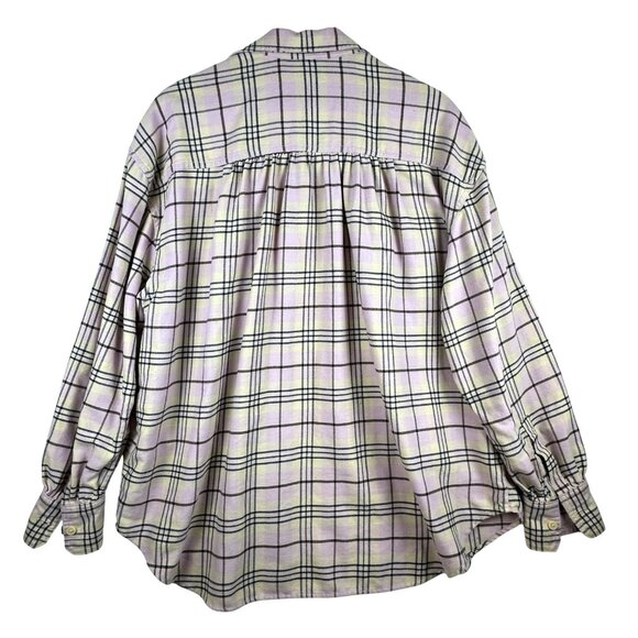 Levis Womens Oversized Lavender Plaid Long Sleeve Button-Up Flannel Shirt M - Picture 5 of 10